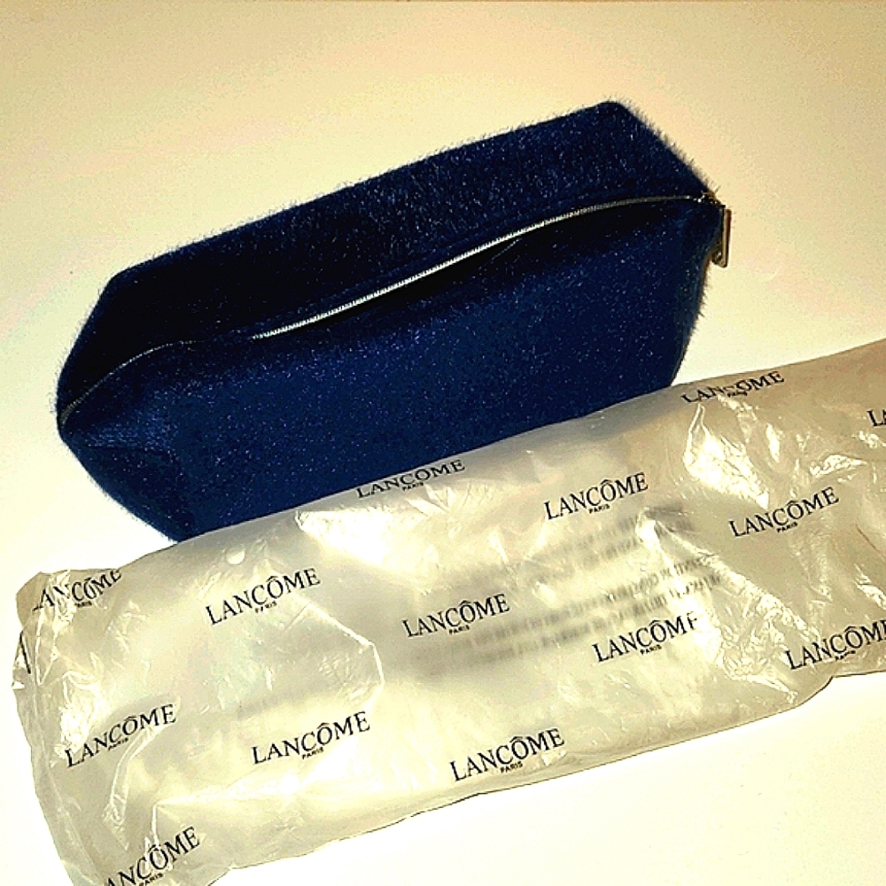 Lancome fuzzy Cosmetic bag Blue - NEW